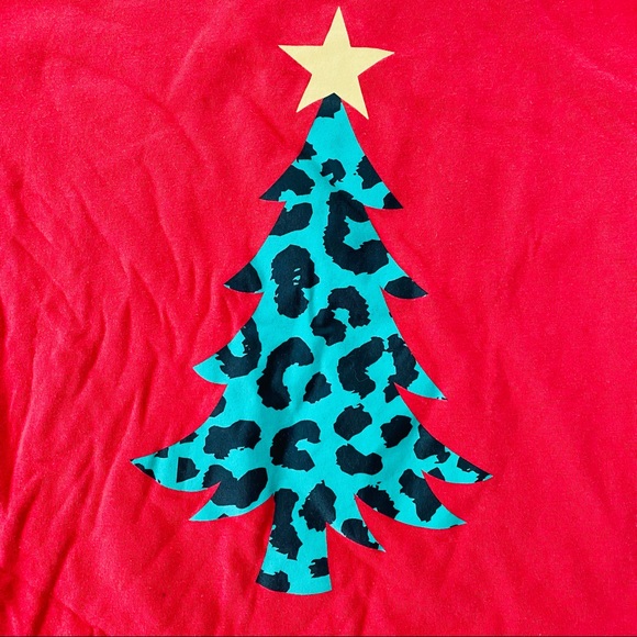 Mighty Fine | @ Animal Print Christmas Tree T-shirt NWT S Leopard - Picture 5 of 5